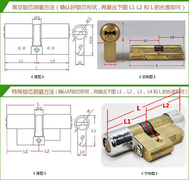锁芯测量方法